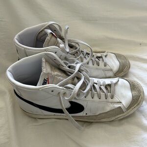Nike White and Black Blazers High Top